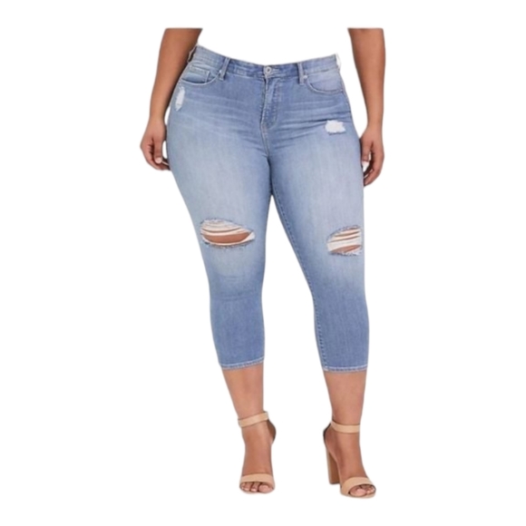 torrid Denim - TORRID 12 distressed cropped skinny jeans